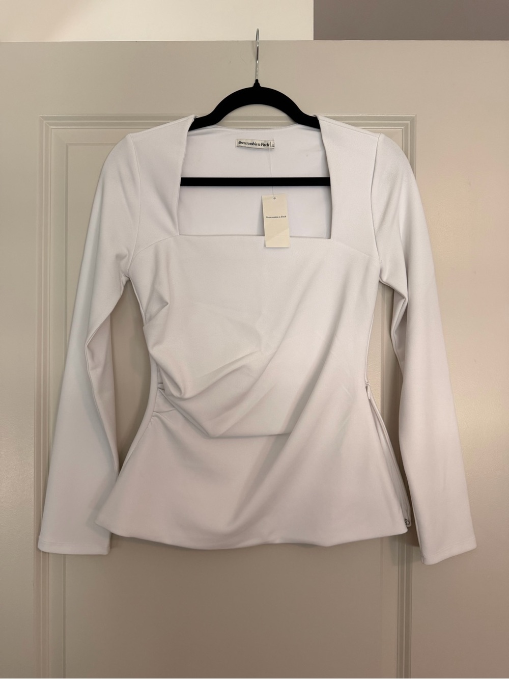 NWT Abercrombie White Structured Long Sleeve Top S